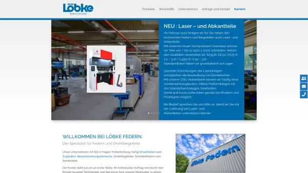 Website Screenshot: Wilhelm Löbke Federn GmbH -  Federn und  mehr - Wilhelm Löbke Federn GmbH|Federn und mehr aus Hagen - Date: 2023-06-20 10:38:31