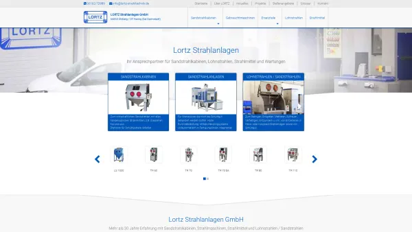 Website Screenshot: Lortz Strahlanlagen GMBH - Sandstrahlkabinen / Strahlanlagen / Lohnstrahlen / Strahlmittel / LORTZ Strahlanlagen GmbH - Date: 2023-06-20 10:38:33
