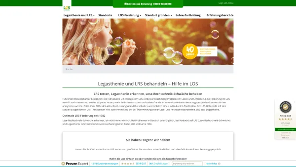 Website Screenshot: LOS Lesen und Schreiben - LOS: Legasthenie + LRS behandeln (LRS-Therapie) - Date: 2023-06-20 10:38:33
