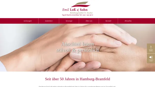 Website Screenshot: Emil Loß & Sohn GmbH & Co. KG - Berater im Trauerfall - Emil Loß & Sohn Bestattungen, Hamburg - Date: 2023-06-20 10:38:33
