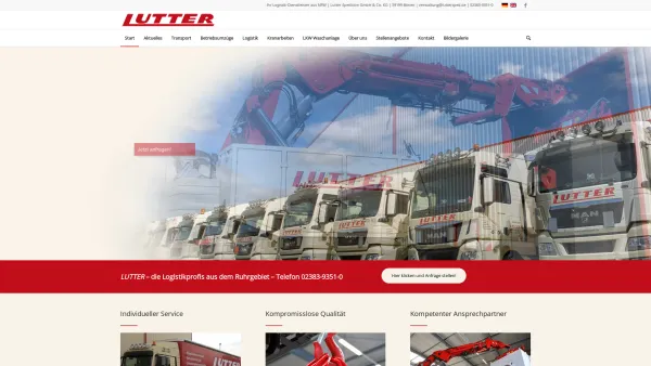 Website Screenshot: Lutter Spedition GmbH & Co.KG - Spedition Lutter in Bönen - Transport, Logistik, Betriebsumzüge, Maschinentransporte - Date: 2023-06-20 10:38:33