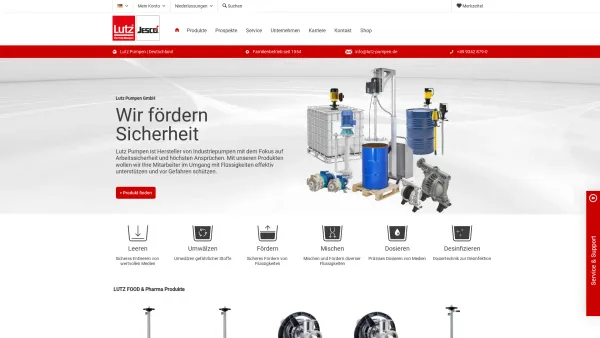 Website Screenshot: Lutz Pumpen GmbH Die Fluid Manager Fasspumpen und Containerpumpen - LUTZ PUMPEN | Fasspumpen, Membranpumpen, Durchflusszähler - Date: 2023-06-20 10:38:33