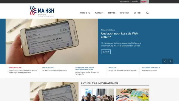 Website Screenshot: Medienanstalt Hamburg / Schleswig-Holstein MA HSH - Die Medienanstalt Hamburg / Schleswig-Holstein - Date: 2023-06-20 10:38:33