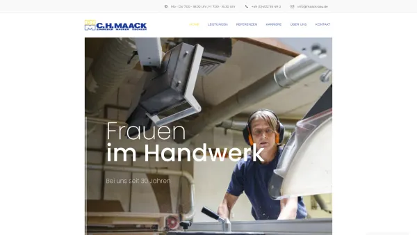 Website Screenshot: MAACK C.H. GmbH & Co. KG - maack-bau.de – Zimmerer – Maurer – Tischler – Bauunternehmen mit drei Gewerken unter einem Dach – Zimmerer – Maurer – Tischler - Date: 2023-06-20 10:38:33