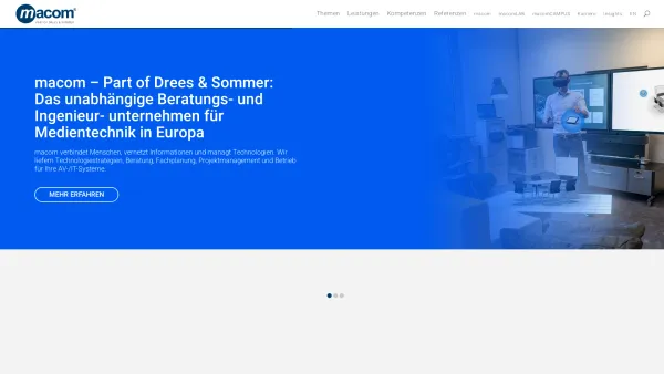 Website Screenshot: macom - macom – Das unabhängige Beratungs- und Ingenieurunternehmen für Medientechnik in Europa - Date: 2023-06-20 10:38:33
