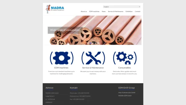 Website Screenshot: Madra-EDM GmbH - MADRA-EDM – Bohrerodieranlagen – Der original Bohrteufel! - Date: 2023-06-20 10:38:33
