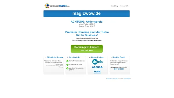 Website Screenshot: MagicWoW.de - magicwow.de jetzt kaufen! - Date: 2023-06-20 10:38:36