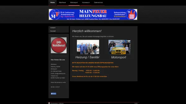 Website Screenshot: MAINFEUER Heizung & Sanitär - Mainfeuer - Home - Date: 2023-06-20 10:38:36