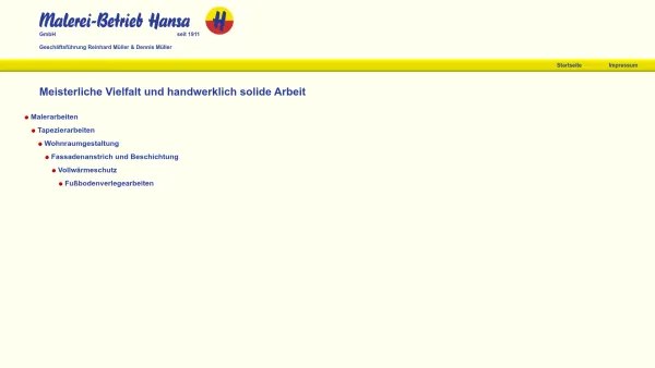 Website Screenshot: Malerei-Betrieb Hansa GmbH - Malerei-Betrieb Hansa - Date: 2023-06-20 10:38:36