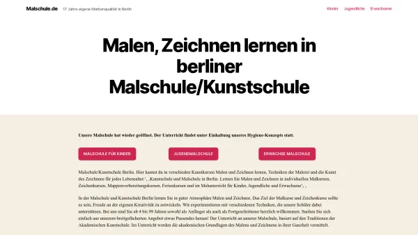 Website Screenshot: Kunstwege eröffnen - Malen, Zeichnen lernen in berliner Malschule/Kunstschule - Malschule.de - Date: 2023-06-20 10:38:36