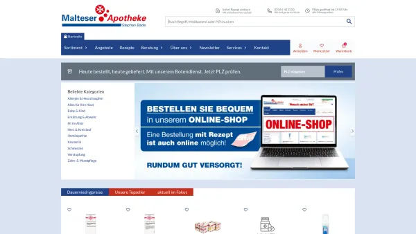 Website Screenshot: Malteser-Apotheke - Malteser Apotheke Dinslaken, rundum gut versorgt | vor Ort & online! - Date: 2023-06-20 10:38:36
