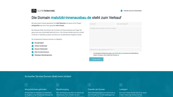 Website Screenshot: Malutzki Innenausbau - malutzki-innenausbau.de steht zum Verkauf - Date: 2023-06-20 10:38:36