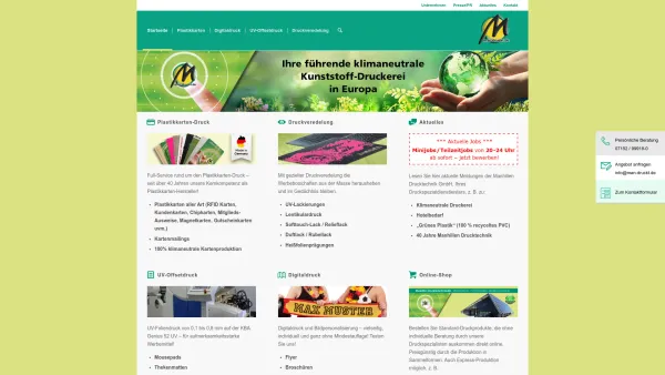 Website Screenshot: Manhillen Drucktechnik GmbH - Plastikkartendruck, UV-Offsetdruck, Digitaldruck & Druckveredelung - Date: 2023-06-20 10:38:36