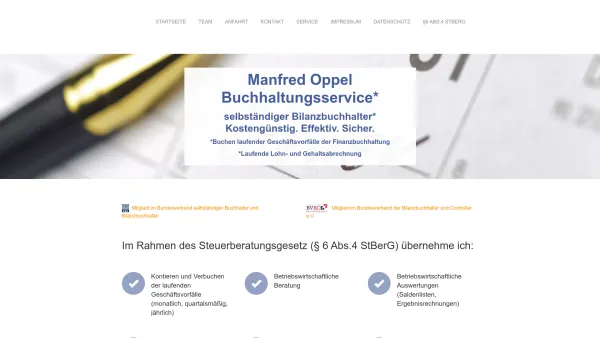 Website Screenshot: Manfred Oppel · Geprüfter Bilanzbuchhalter - Home: Manfred Oppel - Buchhaltungsservice in Tübingen, Reutlingen und Rottenburg - Date: 2023-06-20 10:38:36