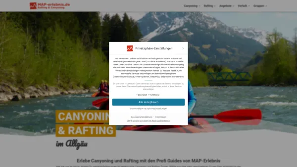 Website Screenshot: Canyoning und Rafting mit MAP-erlebnis.de DEIN Anbieter für unvergessliche Outdoor Erlebnisse! - Startseite - Canyoning und Rafting mit MAP-Erlebnis - Date: 2023-06-20 10:38:36