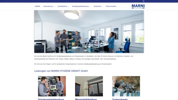 Website Screenshot: MARNI Hygiene-Dienst GmbH Ältester Fachbetrieb in Wiesbaden - MARNI.DE - MARNI Hygiene Dienst GmbH - Schädlingsbekämpfung und Taubenabwehr - Date: 2023-06-20 10:38:36