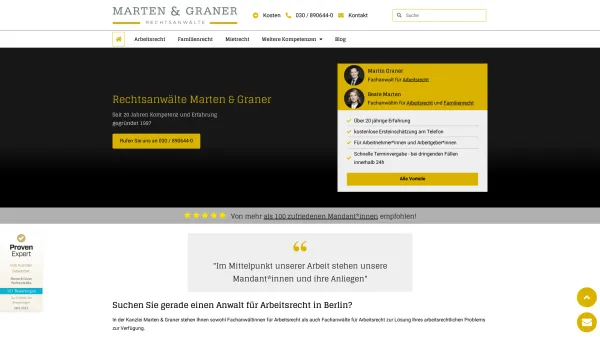 Website Screenshot: Marten & Graner Rechtsanwälte - Rechtsanwälte Marten & Graner - Fachanwälte in Berlin - Date: 2023-06-20 10:42:14