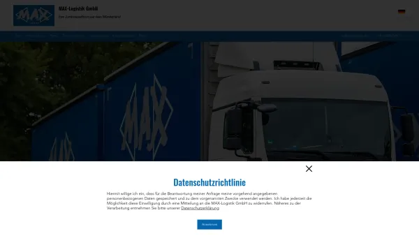 Website Screenshot: MAX-Logistik GmbH -  Ihr Spezialist für  Volumentransporte und Wechselbrückenverkehre - Spedition | MAX-Logistik GmbH | Senden | Nordrhein-Westfalen - Date: 2023-06-20 10:38:39