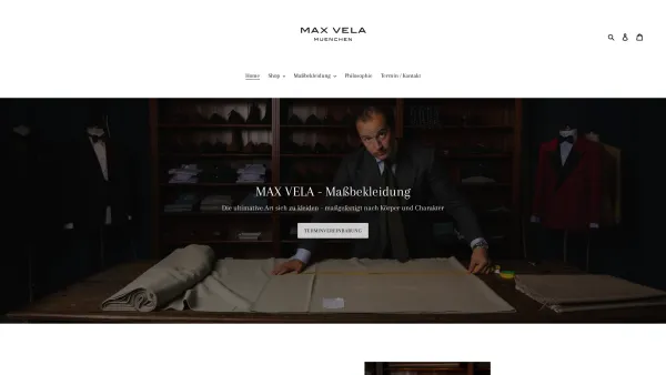 Website Screenshot: MAX VELA Atelier für Maßbekleidung - MAX VELA - Maßbekleidung, Interieur & Lebensart - Date: 2023-06-20 10:42:14