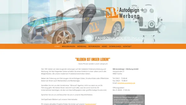Website Screenshot: MB-Auto-Design + Werbung GmbH -  ...  kleben ist unser Leben! - "Kleben ist unser Leben!" - MB Autodesign + Werbung GmbH - Date: 2023-06-20 10:38:39