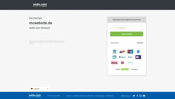 Website Screenshot: McWebsite.de - mcwebsite.de steht zum Verkauf - Sedo GmbH - Date: 2023-06-20 10:38:39