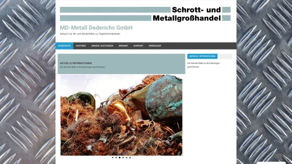 Website Screenshot: Dederichs GmbH Schrott und Metallgroßhandel -  Recycling - Containerdienst - MD-Metall Dederichs GmbH – Ankauf von Alt- und Neuabfällen zu Tageshöchstpreisen - Date: 2023-06-20 10:38:39