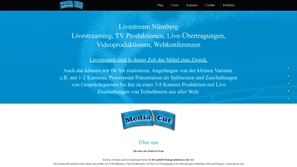 Website Screenshot: MediaCut - TV Produktionen, Live-Streaming, Live-Übertragungen und Videoproduktionen - MediaCut - Date: 2023-06-20 10:38:39