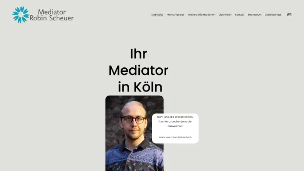 Website Screenshot: Mediator Robin Scheuer - Mediator Robin Scheuer Mediation und Konfliktmanagement in Köln - Date: 2023-06-20 10:38:39