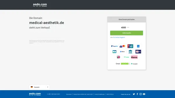 Website Screenshot: Medical Aesthetik Ihr Partner für Schönheit - medical-aesthetik.de steht zum Verkauf - Sedo GmbH - Date: 2023-06-20 10:38:39