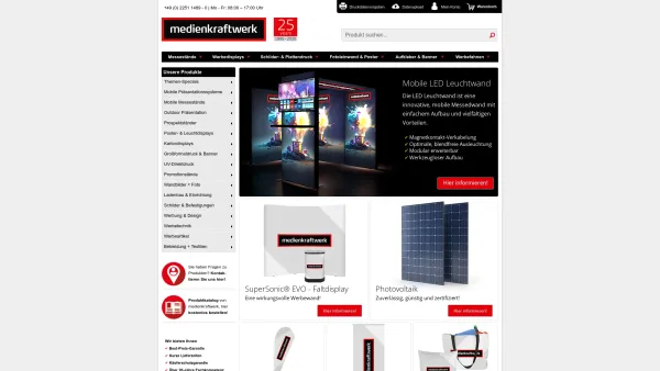 Website Screenshot: medienkraftwerk. Die Werbemanufaktur. Medienkraftwerk GmbH - Faltdisplays, Rollups & Messestände | medienkraftwerk.de - Date: 2023-06-20 10:42:14