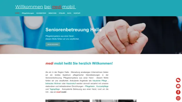 Website Screenshot: medi mobil Hauskrankenpflege Birgit Luci - Seniorenbetreuung Halle | medimobil Seniorenzentrum Halle - Date: 2023-06-20 10:38:42