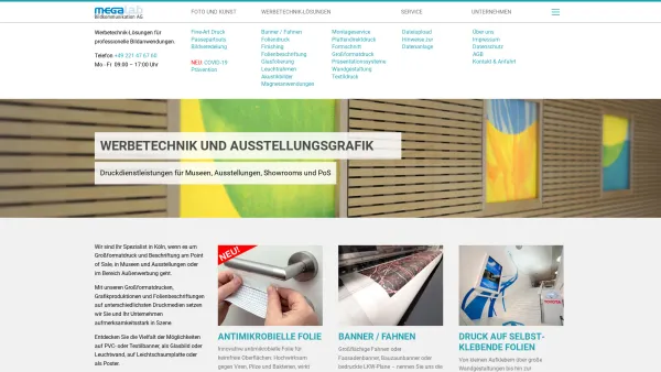 Website Screenshot: MEGALAB Bildkommunikation AG - Großformatdruck, Beschriftungen & Werbetechnik in Köln | MEGALAB AG - Date: 2023-06-20 10:38:43