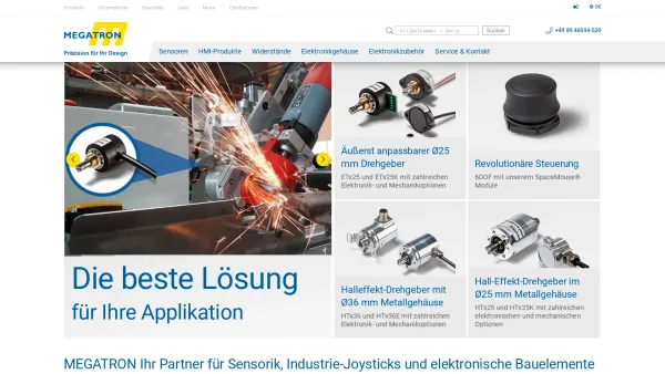 Website Screenshot: MEGATRON Elektronik GmbH & Co. KG - Sensoren & Industrie-Joysticks | MEGATRON - Date: 2023-06-20 10:38:43