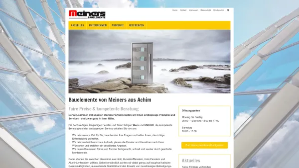 Website Screenshot: Meiners Bauelemente -  Qualität  bei Fenstern, Türen, Rolläden und Sicherheit - Bauelemente von Meiners aus Achim - Date: 2023-06-20 10:38:43