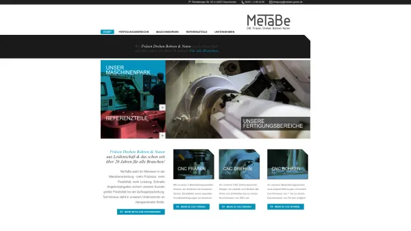 Website Screenshot: MeTaBe GmbH - CNC Fertigungstechnik Neumünster - MeTaBe GmbH - Date: 2023-06-20 10:38:43