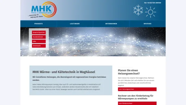 Website Screenshot: MHK Wärme und Kältetechnik GmbH - MHK Regenerativ | Wärme- und Kältetechnik Waghäusel - Date: 2023-06-20 10:38:47