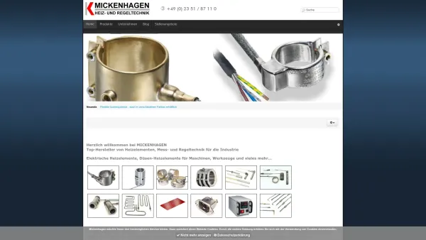 Website Screenshot: Eugen Mickenhagen Heizelemente GmbH & Co.KG - Mickenhagen: Hersteller elektrische Heizelemente (Keramik, Mikanit, etc.) für die Industrie - Date: 2023-06-20 10:38:47
