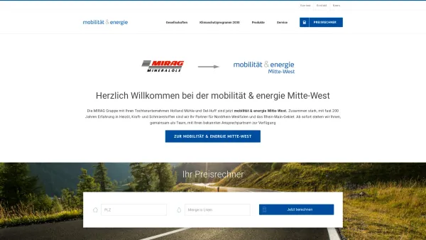Website Screenshot: Gesellschaft für Mineralöle und Kraftstoffe Mirag GmbH -  Ihr Partner für Mineralöle - Mirag Landingpage – mobilität & energie - Date: 2023-06-20 10:38:47