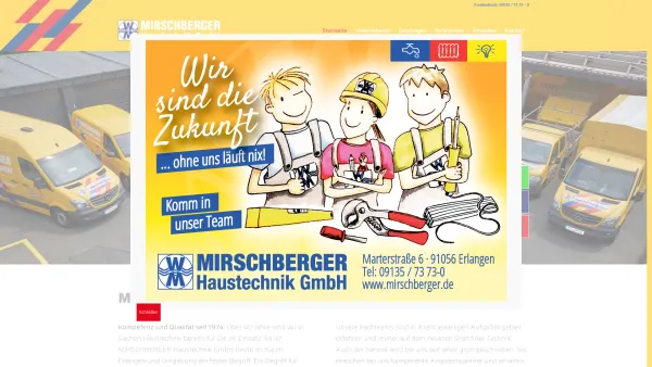 Website Screenshot: Mirschberger Haustechnik GmbH - Haustechnik Mirschberger, Haustechnik für Erlangen, Nürnberg und Fürth. - Date: 2023-06-20 10:38:47