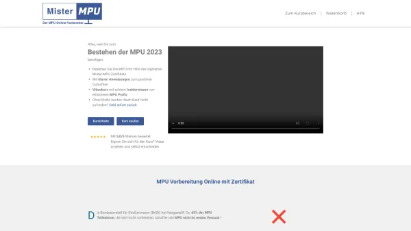 Website Screenshot: Mister MPU - MPU Vorbereitung Online 2023: MPU bestehen mit Mister-MPU.de - Date: 2023-06-20 10:42:14