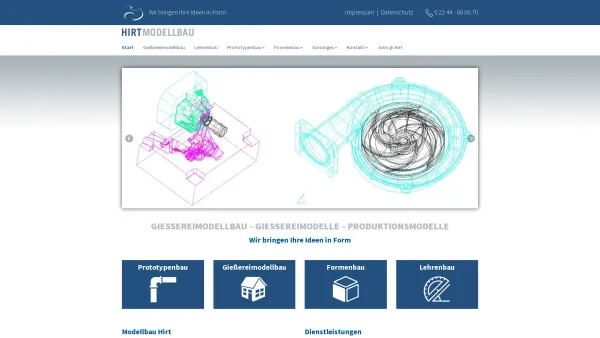 Website Screenshot: Modellbau Hirt - Gießereimodellbau – Gießereimodelle – Produktionsmodelle - Date: 2023-06-20 10:38:48