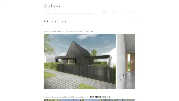 Website Screenshot: Sebastian Gabrys M.A. Architekt - Moderne Häuser bauen: zB Einfamilien- u. Mehrfamilien-Häuser - Date: 2023-06-20 10:42:14