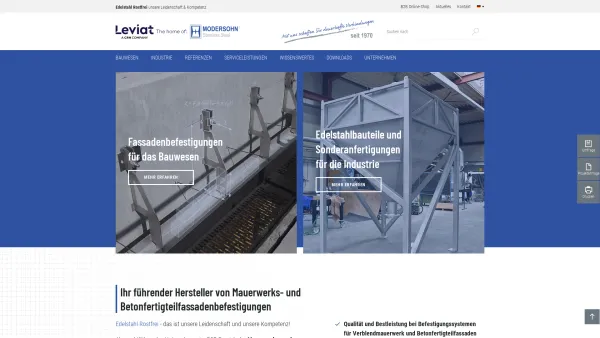 Website Screenshot: Wilhelm Modersohn GmbH & Co. KG -  Befestigungstechnik · Service Center · Edelstahl - Rostfrei - Modersohn® Stainless Steel | Modersohn - Stainless Steel - Date: 2023-06-20 10:38:48