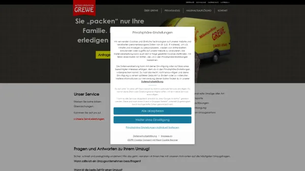 Website Screenshot: Möbelspedition Wilhelm C. Grewe GmbH - Möbelspedition Grewe | Sie „packen“ nur Ihre Familie. Den Rest erledigen wir für Sie. - Date: 2023-06-20 10:38:48