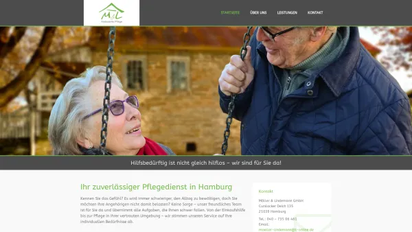 Website Screenshot: Ambulante Pflege Möller & Lindemann GmbH - Ihr zuverlässiger Pflegedienst in Hamburg - Date: 2023-06-20 10:38:52