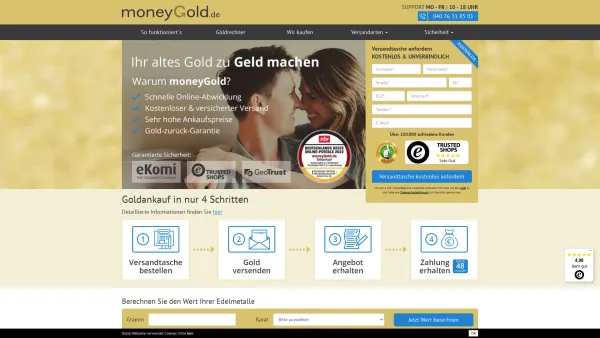 Website Screenshot: MoneyGold.de Ihr Spezialist für den Goldankauf - Goldankauf – online Gold verkaufen zu hohen Preisen - Date: 2023-06-20 10:38:52