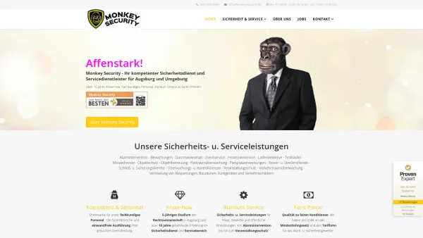 Website Screenshot: Monkey Security - Monkey Security Augsburg | Sicherheit, Schutz & Service - Date: 2023-06-20 10:42:14