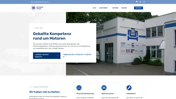 Website Screenshot: Motoren Henze GmbH - Motoren Henze GmbH – Motoreninstandsetzung und Tauschmotoren aller Hersteller. Spezialist für Yanmar und Iveco - Date: 2023-06-20 10:38:52