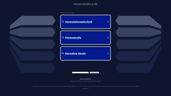 Website Screenshot: MOVE & Studio S GmbH -  Veranstaltungsproduktion - move-studio-s.de - Diese Website steht zum Verkauf! - Informationen zum Thema move studio s. - Date: 2023-06-20 10:38:52