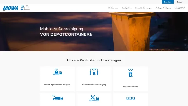 Website Screenshot: MoWa GmbH - MOWA – Mobile Waschanlagen – Mülltonnenreinigung & Mülltonnenwaschanlagen – MOWA - Date: 2023-06-20 10:38:52